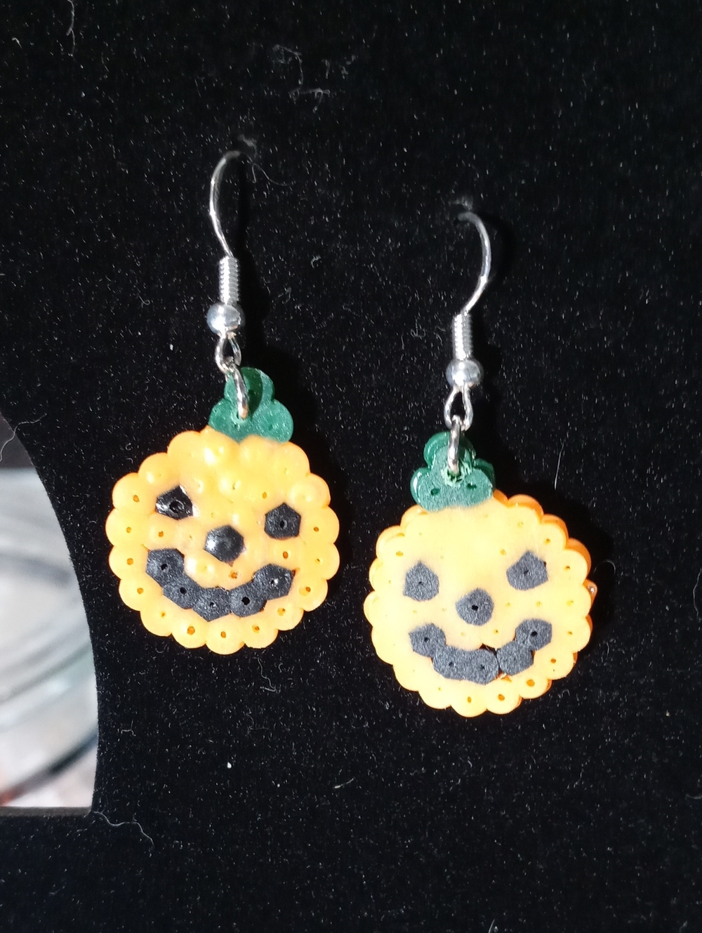 Festive Pumpkin Dangle Earrings - Orange and Green